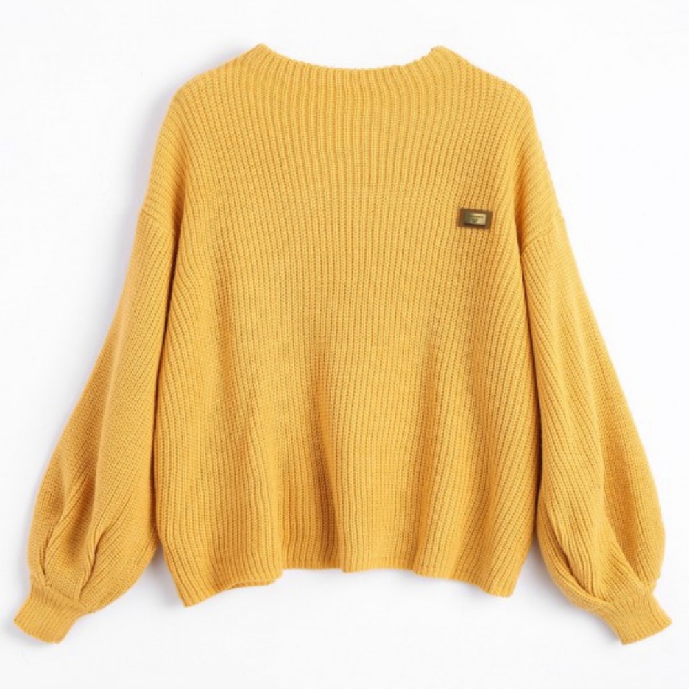 Mustard yellow cropped crew neck sweater